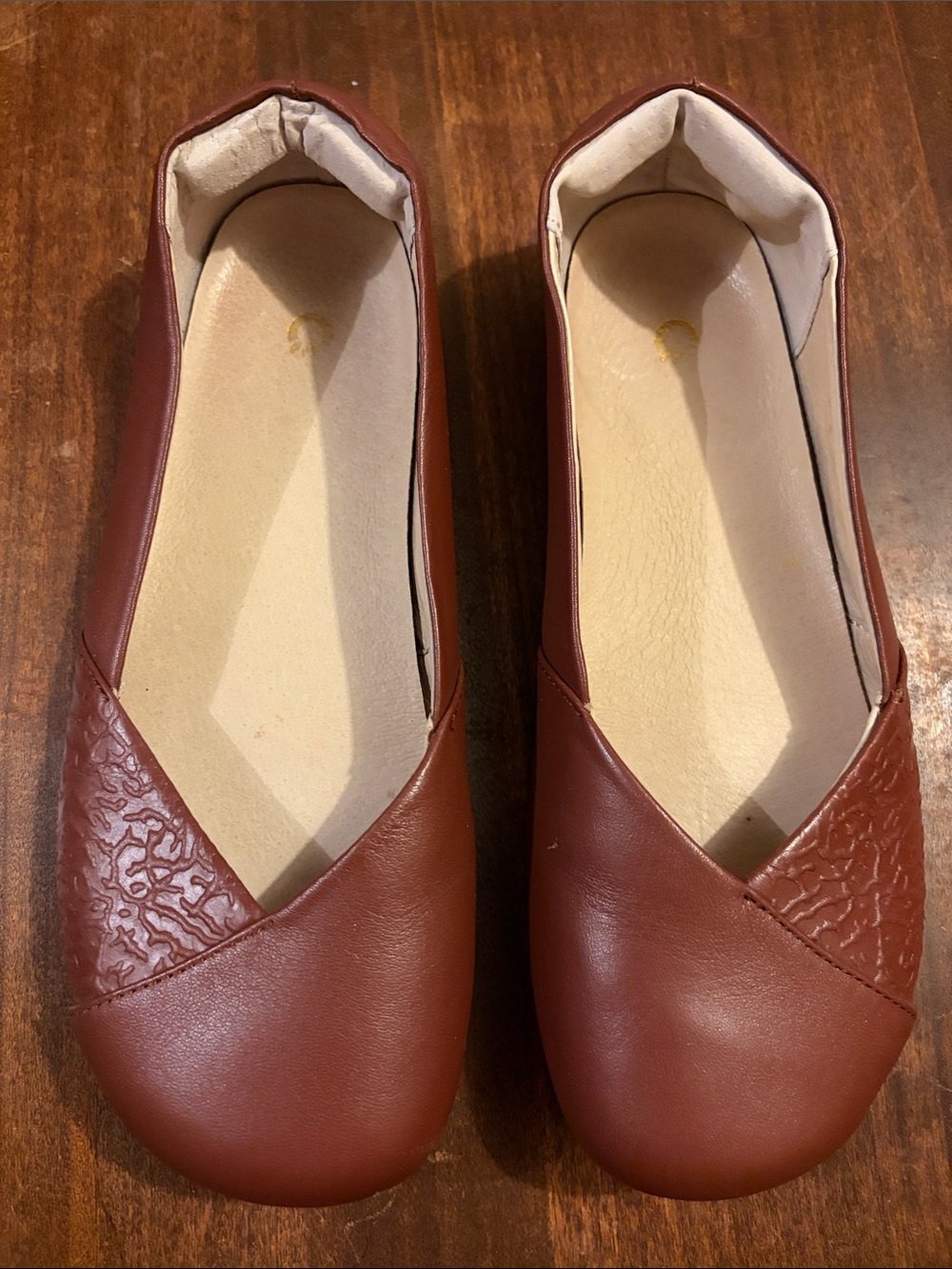 Women's Brown Flats with Textured Accent